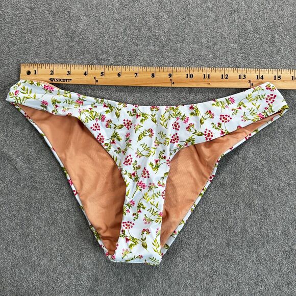 J.Crew Curved-Waist Cheeky Bikini Bottom Cloud Meadow Floral Swim Medium BF140 - Picture 3 of 8